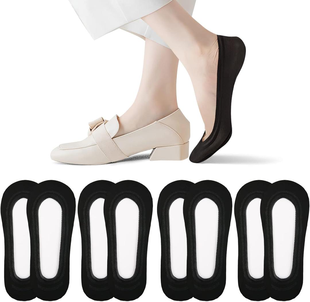 AURUZA No Show Socks Women's 4-8 Pairs Low Cut Non Slip Liner Invisible Socks for Flat Boat,Size: 7.5-9