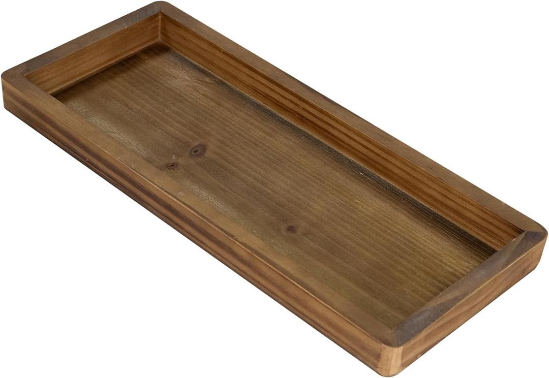 MAONAME Bathroom Vanity Tray, Rustic Long Narrow Tray, Rectangle Farmhouse Wood Trays, Countertop Organizer Trays for Candle, Perfume, 15.7" L x 6.8" W