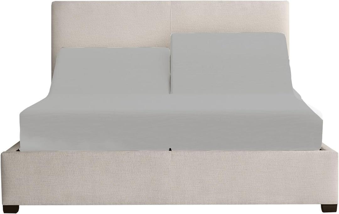 Split Top King Sheets Sets for Adjustable Bed, Half Split King Sheets Sets for Adjustable Bed, Split King Sheet Set, Sleep Number Sheets Split Top King, Flex Top King Sheets 15-18" Deep-Light Grey