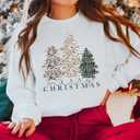 ASTANFY Merry Christmas Sweatshirt for Women Plaid Holiday Long Sleeve Tree Pullover Lightweight Shirt (Yellow, L)