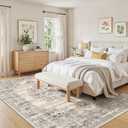 Washable 8x10 Area Rug for Living Room & Dining Room - Large Vintage Farmhouse Soft Carpet with Non-Slip Backing, Stain Resistant Low-Pile Indoor Rug for Home Office, Kid & Pet Friendy -Beige