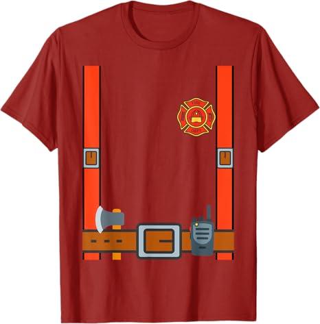Fireman Halloween DIY Firefighter Uniform Costume Dressup T-Shirt Small
