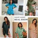 Ekouaer Women's Satin Nightshirt Button Down Sleepshirt Silk 3/4 Sleeve Nightgown Boyfriend Notch Collar Sleepwear S-3XL (M)