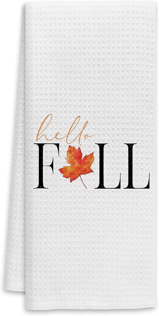 Voatok Fall Kitchen Towels, Autumn Fall Hand Towels Maple Leaves Thanksgiving Decorations, Fall Dish Towels Dish Cloths for Kitchen Bathroom Decor(White)
