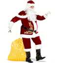 JONRRYIN Santa Claus Costume for Men, 15Pcs Deluxe Santa Claus Outfit Adults Men Set Professional Christmas Clause Suit Adult (M)