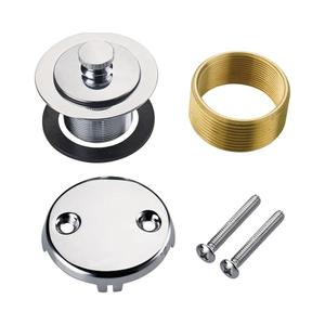 Chrome Polished Bathtub Tub Drain Conversion Kit Assembly, Wellup Lift and Turn Twist Tub Drain Trim Kit with Two-Hole Overflow Faceplate, Chrome Plated