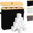 MinBoo Toilet Paper Basket, Storage with Lid, Toilet Paper Organizer for Bathroom, Free Standing Toilet Paper Holder with Storage,Black