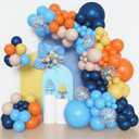 2 x Amandir 153pcs Blue Orange Balloon Garland Arch Kit, Different Sizes 18 12 10 5 inch Navy Blue Yellow Latex Pearlescent Confetti Balloons for Girl Boys Blue Birthday Party Decorations