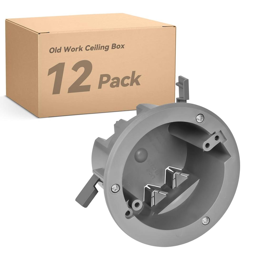 Togalonn 4" Old Work Ceiling Box, 18 CU. in. Round Electrical Box, PVC, UL Listed, 12 Pack
