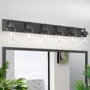 Bathroom Vanity Light, 6 Light Bathroom Light Fixtures Over Mirror, Black Vanity Lights with Clear Glass Shade, Modern Bathroom Light Fixtures for Bedroom, Hallway