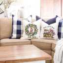 JOJOGOGO Easter Bunny Throw Pillow Covers 18x18 Set of 4 Hello Spring Outdoor Pillow Covers for Farmhouse Easter Rabbit Eggs Home Decor