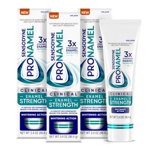 Sensodyne Pronamel Clinical Enamel Strengthening Toothpaste, Whitening Action, 3.4 oz (3 Pack)
