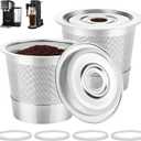 Reusable Stainless Steel K Cups Compatible with Ninja Pods and Grounds Coffee Maker Dual Brew CFP101 & Ninja Single-Serve PB051/PB041, Reusable Coffee Filter Pods Accessories (2 Pack)