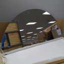 Half Moon LED Bathroom Mirror, Semi Circle Wall Mirror with Anti-Fog, Half Circle Frameless Mirror with Dimmable Brightness for Living Room, Cloakroom, Entryway (Right Arc, 47.2" L x 23.6" W)