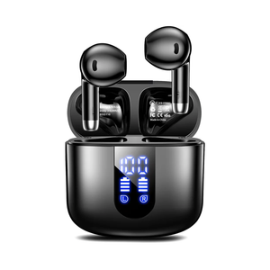 Wireless Earbuds, Bluetooth Headphones with Deep Bass Stereo, 48H Playback Ear Buds with LED Power Display, Lightweight, IPX7, in-Ear Earphones with Mic for iPhone/Android/iPad, Black
