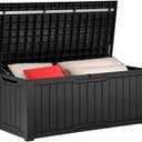 YITAHOME 120 Gallon Outdoor Storage Deck Box, Large Resin Patio Storage for Outdoor Pillows, Garden Tools and Pool-Supplies, Waterproof, Lockable (Black)