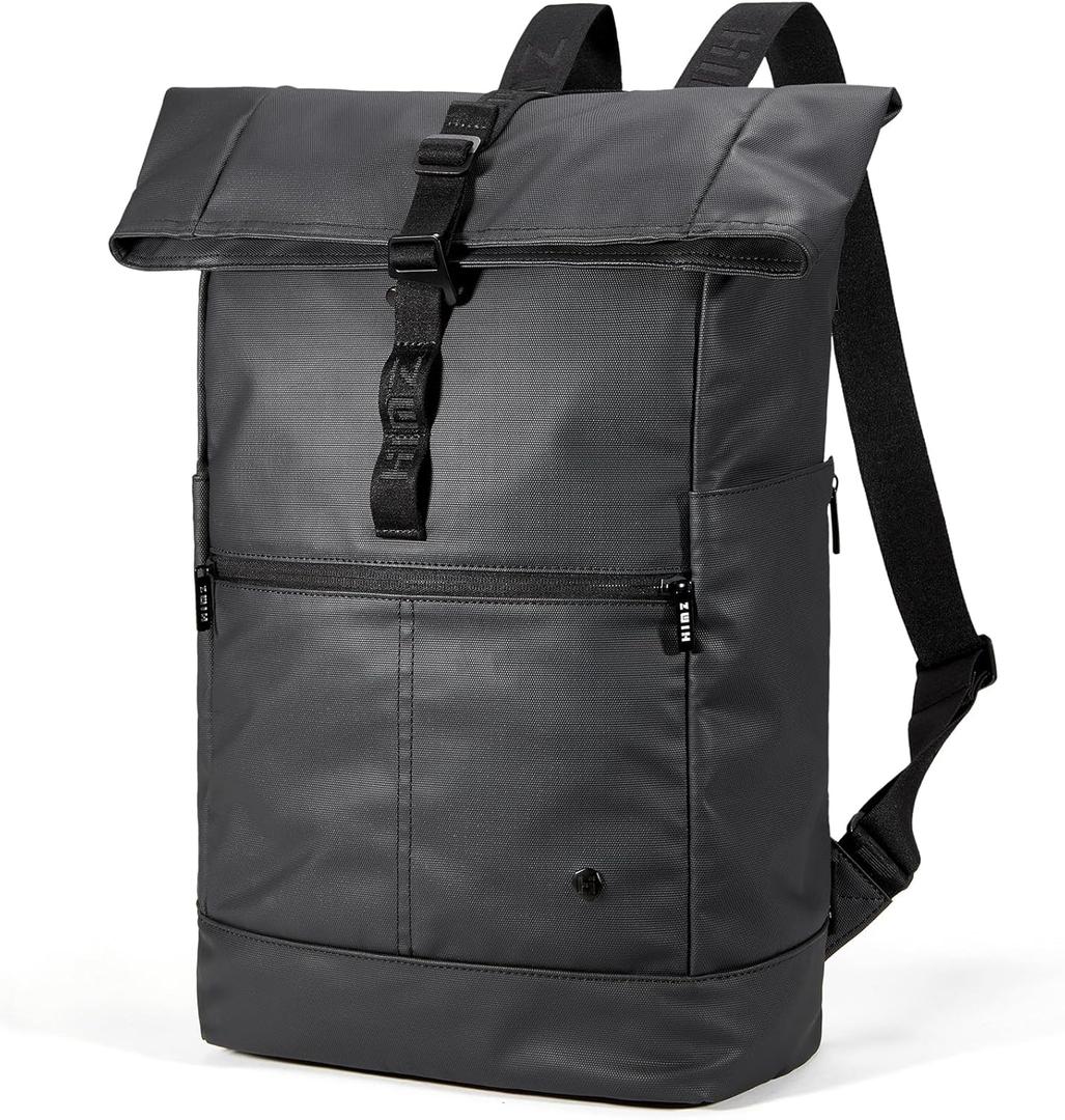 Rolltop Backpack Water Resistant for Adults 15 inch Laptop Backpacks Heavy Duty Commuter Mens Backpack for Work College Travel Black