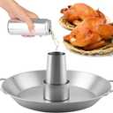 Tellshun Beer Can Chicken Holder, 12 Inch Stainless Steel Grill, BBQ Roaster Cooker Stand Vertical Grilling Accessories Rack for Vegetables Basket Large Size Round Pan