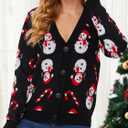 VENTELAN Classic Cardigan Ugly Christmas Sweaters for Women V Neck Button Down Sweater with Fun Patterns and Animals,S-2XL (Black, XL)