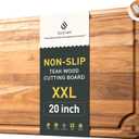 Extra Large Teak Cutting Board 20'' Kitchen Non Slip Wood Butcher Block, 20"L x 14"W