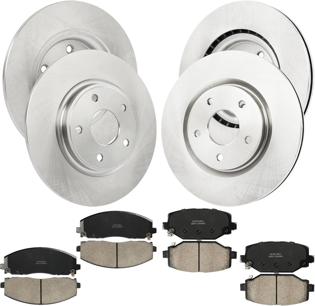 Front Rear Brake Rotor and Ceramic Pads Replacement for Dodge Journey Grand Caravan 2012-2020 Compatible with Chrysler Town & Country Volkswagen Routan RAM C/V 2012 2013 2014 2015 2016