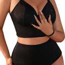 SOLY HUX Women's Plus Size Lingerie Set Underwire Bra and Panty Sets Solid Black 3XL