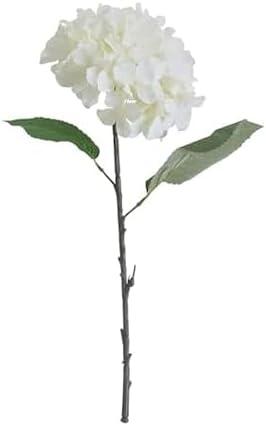 Elements Hydrangea Artificial Flower Stem, Fake Flowers for Home Decoration, Set of 6, White