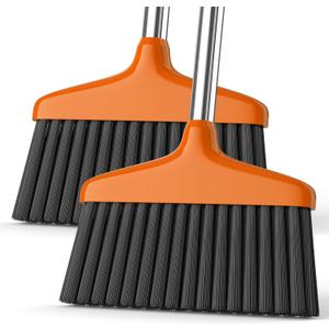 Handy Broom, Indoor/Outdoor Brooms, Duty Kitchen Broom, for Home Garage Kitchen Office Courtyard Lobby Patio Lawn Concrete (2, Orange)