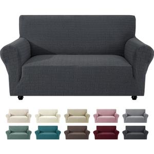 Stretch Couch Cover for Dogs Non-Slip Sofa Slopcover,Dark Gray | 1 Piece 55"-69" Loveseat Covers,Soft, Elastic Bottom, Non-Skid Foam, Machine Washable, Pet Friendly, for Dogs & Cats, Kids