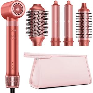 Hot Air Styler & Hair Styler- High-Speed Hair Blow Dryer Brush, Fast Drying No Heat Damage Multi-Styler with Auto Wrap Curlers for Volumizing Curl Straighten Frizz-Free Styling with Travel Bag