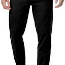 JMIERR Men's Chino Pants Casual Elastic Waist Tapered Golf Trousers (Black, XL)
