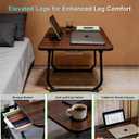 Large Lap Desk with Storage Drawer, Holders for Cup and Tablet, Tray Table with Foldable Legs, Laptop Bed Stand, Portable Standing Table for Sofa Couch Floor(27.6", Black Walnut)