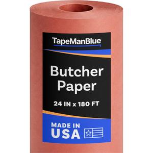 Pink Butcher Paper Roll, 24 inch x 2160" (180'), Made in USA, 40 lb. Food Grade Roll of Butcher Paper for Smoker, Wrapping, or Storing Meats, BBQ Accessories, Unwaxed and Uncoated