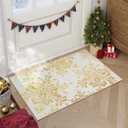 Lahome Snowflake Christmas Rugs for Entryway, 2x3 Christmas Kitchen Rugs Non Slip Merry Christmas Door Mat Indoor, Washable Small Rug Holiday Decor Carpet for Bathroom Entry Bedroom (2x3ft,Gold)