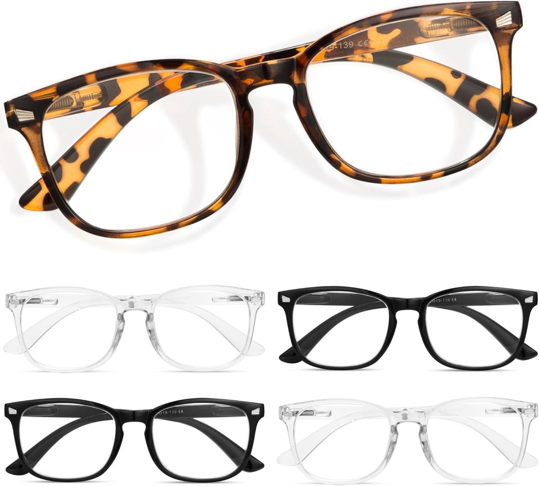 CCVOO Progressive Multifocal Reading Glasses Blue Light Blocking Unisex, Filter UV Ray/Glare Eyeglasses (5 Pack C4 mix, 1.25) (2 Black/ 2 Transparent/ 1 Turtle)
