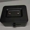 Cash Box with Money Tray and Combination Lock Metal Money Box for Cash Lock Box for Money 7.87" x 6.3" x 3.54" Black (Medium)