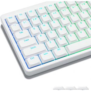 Womier Keycaps, Low Profile Keycaps, Shine Through Custom PBT Keyboard Key caps for 60% 65% 75% 80% 100% Cherry Gateron MX Switches Mechanical Keyboard, White Backlight (White)
