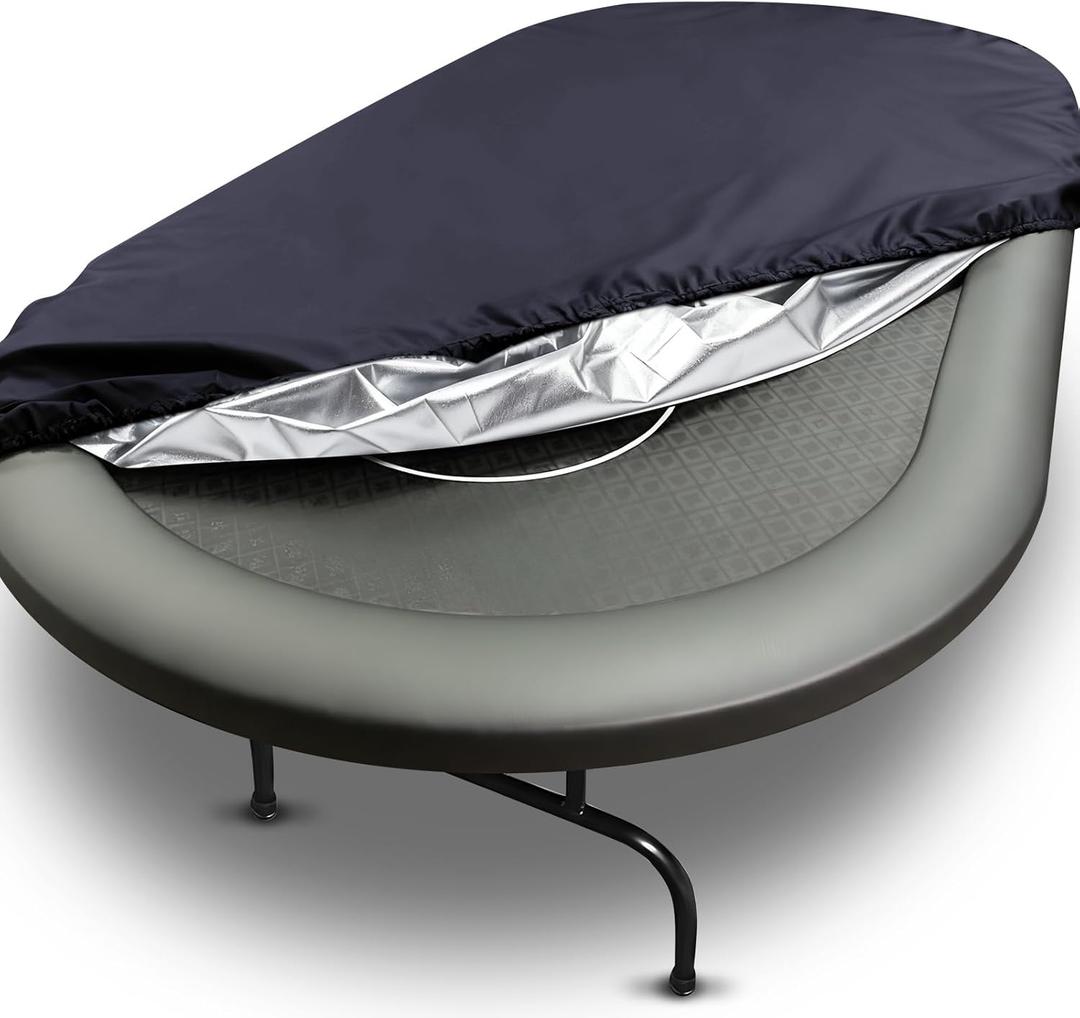 Macarrie Oval Poker Table Dust Cover Black Heavy Duty Water-Tight Dust Proof Protective Vinyl Poker Table Dust Cover with Elastic Band Hem for Home Game Rooms Casinos Easy to Slip on (84"l X 42"w)