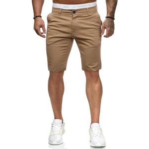 HUNGSON Mens Slim Fit Shorts Stretch Chino Short Pants(Khaki,32) (Brown)