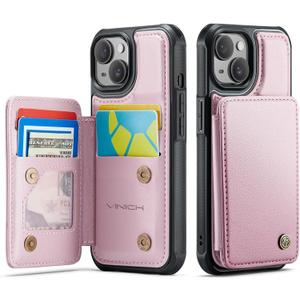 Vinich for iPhone 14 Plus Wallet Case with Card Holder, RFID Blocking Credit Slots Kickstand Shockproof Phone Cover Fit for iPhone 14 Plus 6.7" Rose Gold