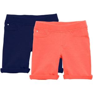 KIDPIK Shorts for Girls - 2 Pack Kids 5 Pocket Knit Bermuda Spring or Summer Shorts, Size: 10