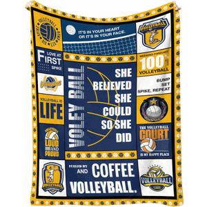 Volleyball Blanket 50x60, Soft Flannel Fleece Throw for Girls & Teen Girls, Vintage Newspaper Heart Design, Cozy Bedroom/Dorm Decor, Cute Volleyball Gifts for Players, Teams & Moms