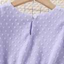 Girl Summer Dress Polka Dot Casual A-line Flutter Ruffle Sleeve Double Layer Flowy Dress 5-13 Years (Purple)