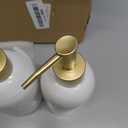 Natheeph 14OZ Ceramic Soap Dispenser Ceramic Soap Pump Dispenser Can Fill Liquid for Bathroom/Kitchen (2PC White)