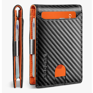 RUNBOX Slim Wallets for Men - Leather Money Clip Mens Wallet - RFID Blocking Front Pocket Bifold Wallet - Thin Credit Card Holder with Gift Box