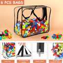 6 Packs Large Toy Storage Bags with Labels, Reusable Clear PVC Board Game Storage, Travel Waterproof Organizer Bags with Zipper for Building Blocks, Puzzle, Kids Books