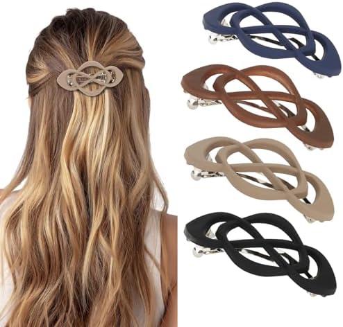 Vintage French Barrette Clips - 4 Pack Hair Accessories for Women & Girls, Thick to Thin Hair