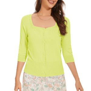 Women's Short Sleeve Cropped Cardigan Button Down Sweater Lightweight Knit Shrugs, Size Large 