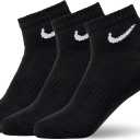 Nike Unisex Adult Everyday Cushioned Training No-Show Socks (3 Pairs) (Medium, Black/White)