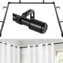 1 Inch Bay Window Curtain Rods Corner Curtain Rods Set 30-76 Inch Center Rod for Windows 16-40 Inch Side Rods,Curtain Rods Set (Black)